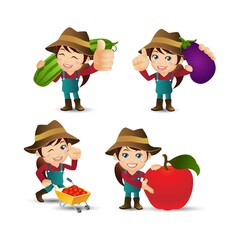 Farmer characters in different poses