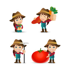 Farmer characters in different poses