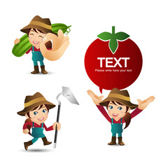 Farmer characters in different poses