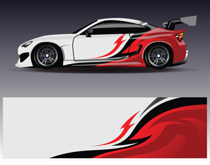 Obraz premium Car wrap design vector. Graphic abstract stripe racing background kit designs for wrap vehicle race car rally adventure and livery
