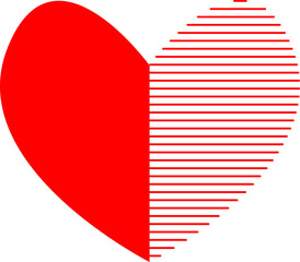 Red and striped heart pieces connected together