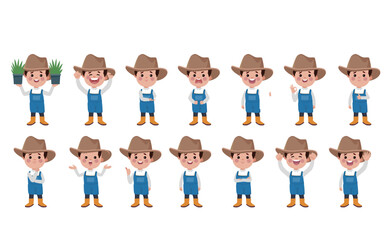 Farmer and gardener with different poses