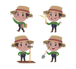 Farmer and gardener with different poses