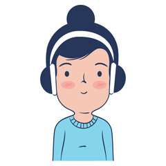 woman using headphones