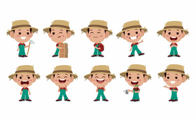 Fototapeta premium Farmer and gardener with different poses