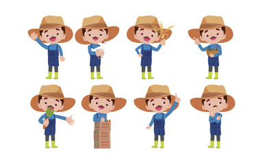 Farmer and gardener with different poses