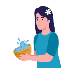 woman lifting songkran bowl