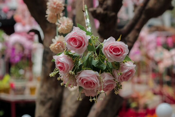 Background of many flowers Rose Pierre De Ronsard for valentine's day or wedding