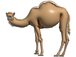 Camel in 3D rendering style.