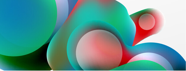 Fluid abstract background, round shapes and circle flowing design for wallpaper, banner, background or landing