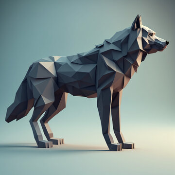 origami wolf isolated in a light background Generative Ai