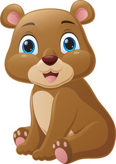 Cute little bear cartoon on white background