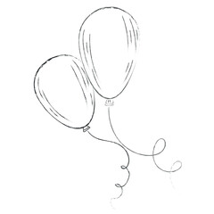 Drawn air balloons on white background
