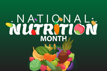 National Nutrition Month,  International nutrition week day with fruit and vegetable
