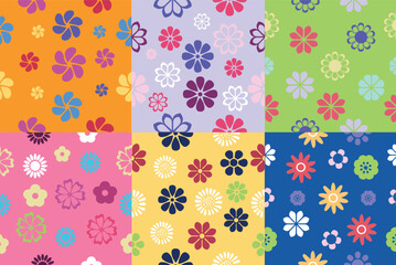 Set of colorful floral patterns for design