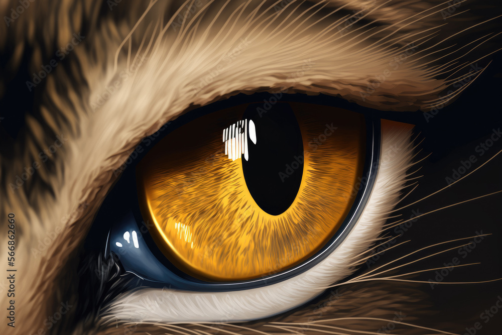 Poster close up of a cat eye. cat eye macro. generative ai