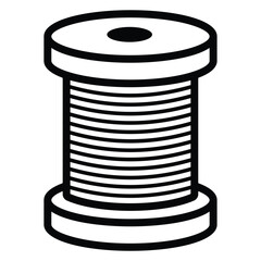 Roll of thread on spool line art vector icon for craft apps and websites