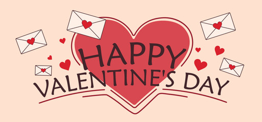 Envelopes with text HAPPY VALENTINE'S DAY on light background