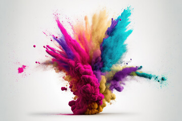 colorful powder exploding on a white background. Generative AI