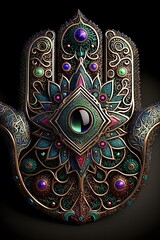Ultra detailed Hamsa Symbol - Hand of Fatima