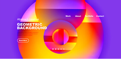 Colorful shiny and glossy circles abstract composition with light and shadow effects, geometric vector abstract background