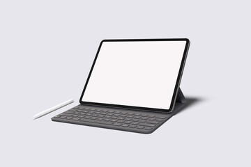 Tablet Screen with Keyboard Bllank Mockup