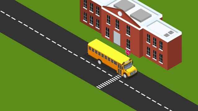 Boarding the school bus at the school bus stop