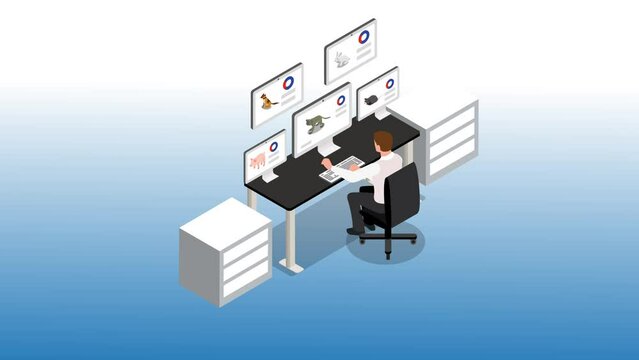 Scientist doing animal experiments 3d animation