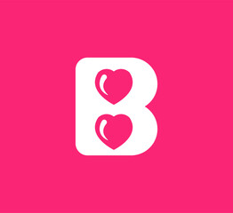 Letter B heart logo icon design template