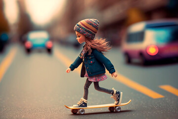 girl on the skateboard. Generative AI