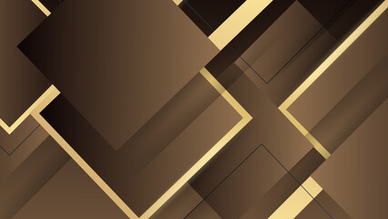 Abstract square shaped brown luxury background. Geometric blocks and squares layered in modern contemporary art design style in shadows and painted angles.