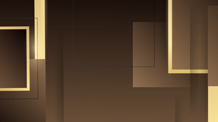 Abstract square shaped brown luxury background. Geometric blocks and squares layered in modern contemporary art design style in shadows and painted angles.