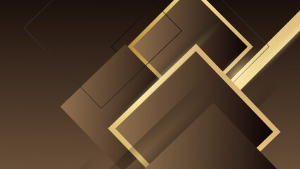 Abstract square shaped brown luxury background. Geometric blocks and squares layered in modern contemporary art design style in shadows and painted angles.