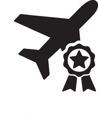 airplane icon symbol in a black image, flight illustration vector image