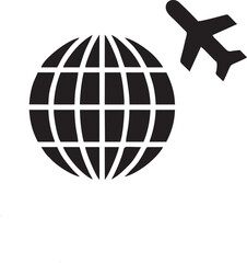airplane icon symbol in a black image, flight illustration vector image