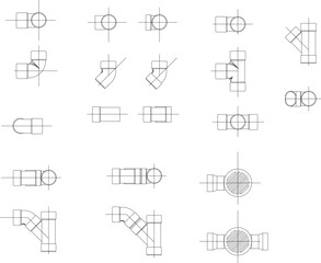 Fototapeta premium Vector illustration sketch of pvc pipe joints