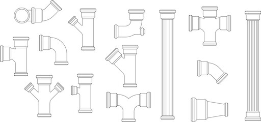 Vector illustration sketch of pvc pipe joints