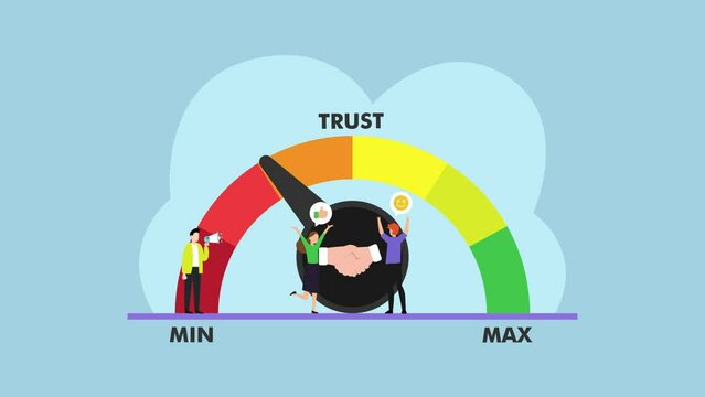 Business people with Trust Level 2d animation