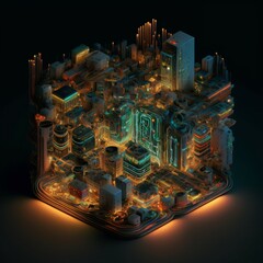 Circuit board city, high tech, futuristic, advanced, sophisticated, complex, detailed, intricate, high resolution