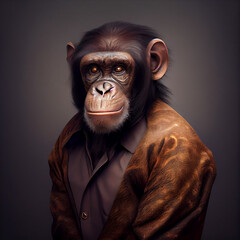 3D Chimpanzee Avatar for online games or web account avatar. Generated AI