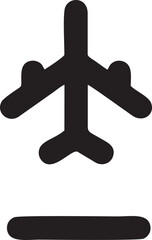 airplane icon symbol in a black image, flight illustration vector image