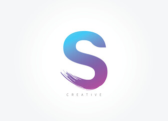 S Brush Stroke Letter Logo Design. color Paint Logo Letter icon with Elegant Vector Design.