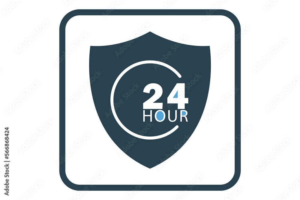 Aufkleber full protection icon illustration. shield icon with 24 hour. icon related to security. solid icon st