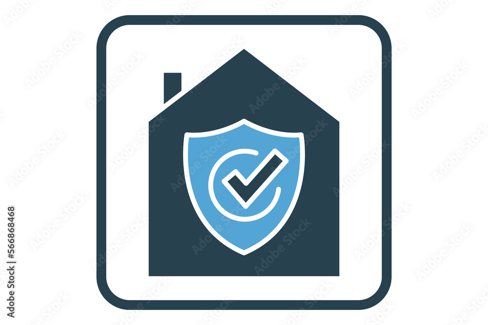Aufkleber trusted home protection icon illustration. house icon with shield. icon related to security. solid i