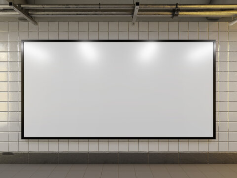 Realistic Indoor Billboard Isolated Mockup In Front View