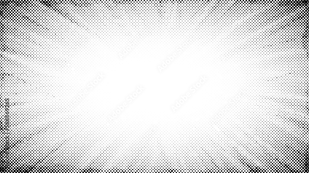 Poster halftone radial texture. light comic style grain background. pop art faded textured frame. grunge sp
