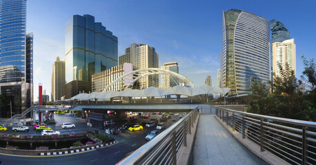 Fototapeta na wymiar January 29, 2023. Modern office building and condominium in downtown Bangkok.