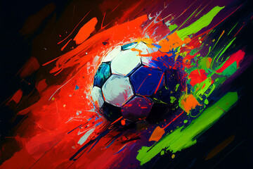 Piłka nożna Sport abstrakcyjny malarski kolorowy  - obrazy, fototapety, plakaty