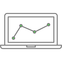 Laptop with graph vector chart on computer screen