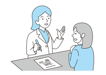 女性患者に治療の説明をしている女性医師